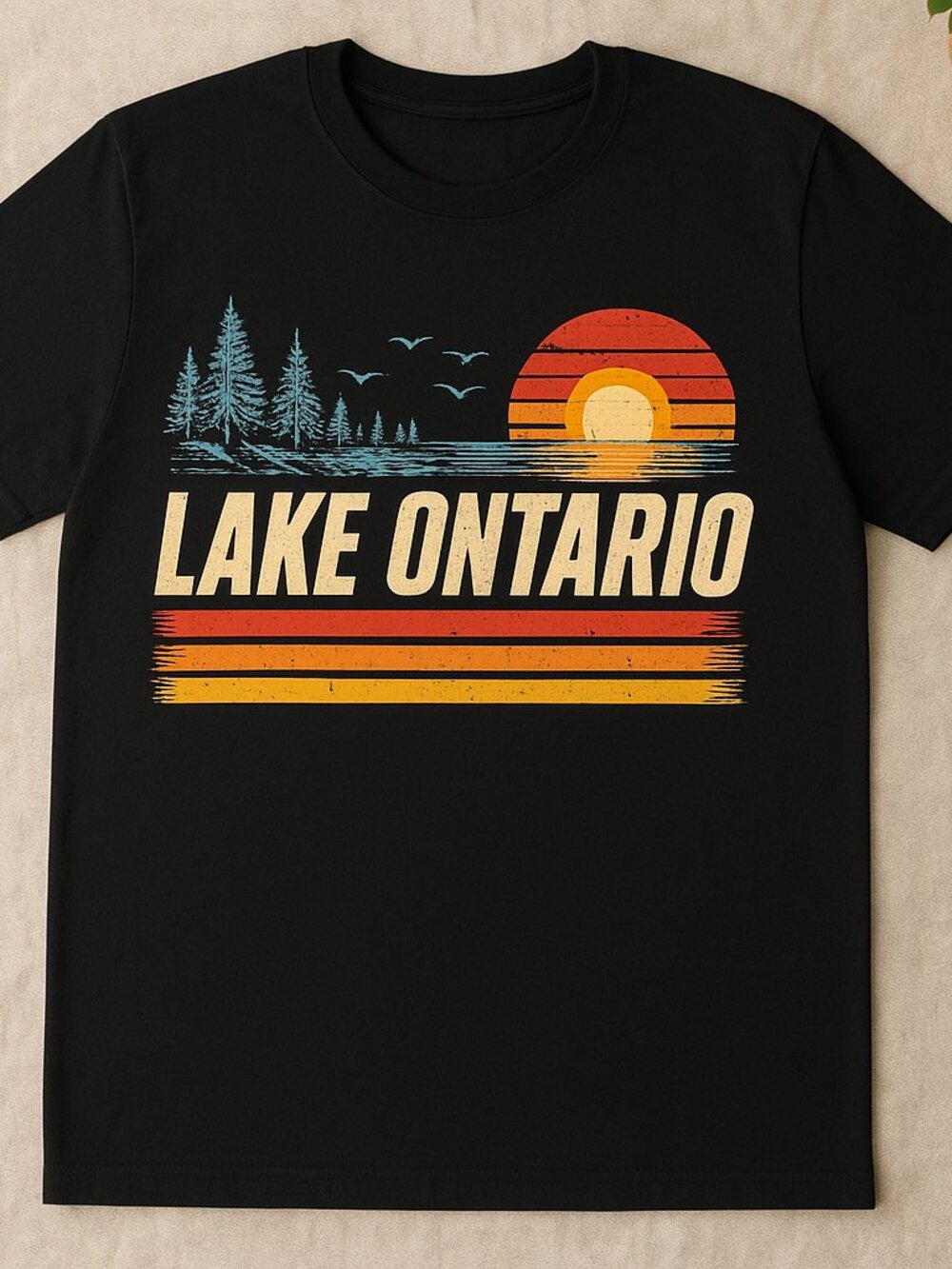 Lake Ontario T-Shirt, Vintage Sunset Great Lakes Tee, Ontario Canada Graphic